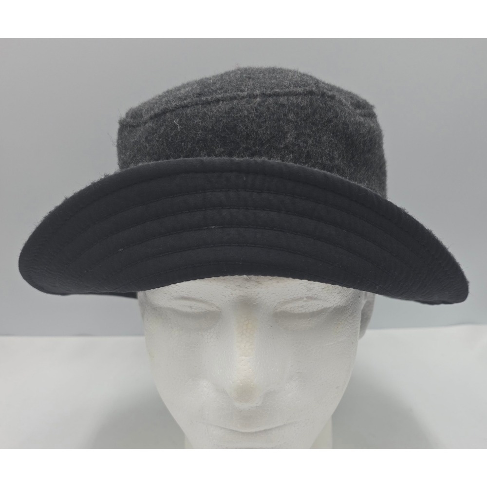 Reversible Bucket Hat Unisex 7 1/8 Gray Wool Black Cotton Y2K